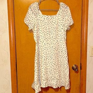 LOFT white dress black polka dots size 4